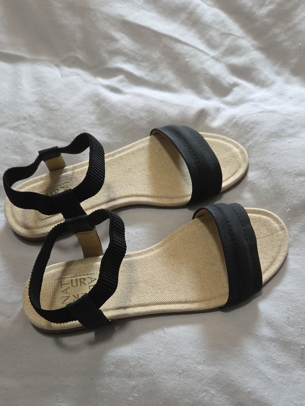Naturalizer Black Elastic Ankle-Strap Sandals